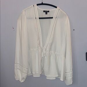 TORRID Cream Blouse with Tie Front